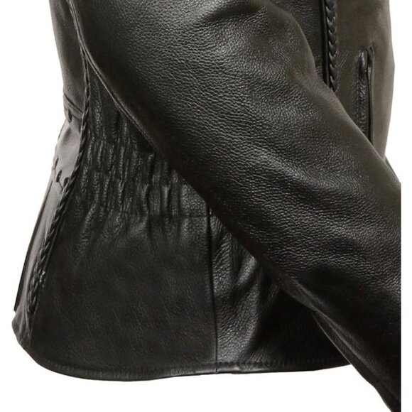 Milwaukee Leather Ladies Braided XL Motorcycle Jacket with Elasticized Waist - Picture 4 of 13